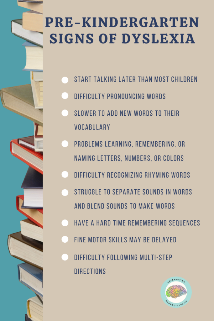 list of sign of dyslexia in pre-k kids