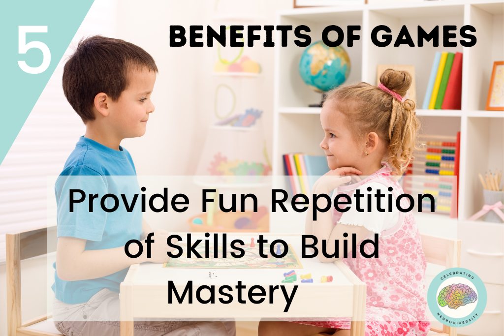 Games provide fun repetition of skills to build mastery. Students practice and improve reading skills in a way that doesn’t make it seem like they are.