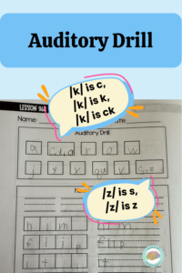 An example of the auditory drill in a structured literacy lesson using the UFLI aligned structured literacy notebook