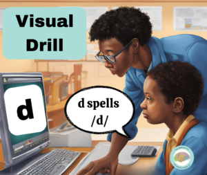 student doing the visual drill of a structured literacy lesson on the computer