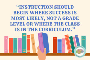 Instruction should begin where success is most likely, not a grade level or where the class is in the curriculum.